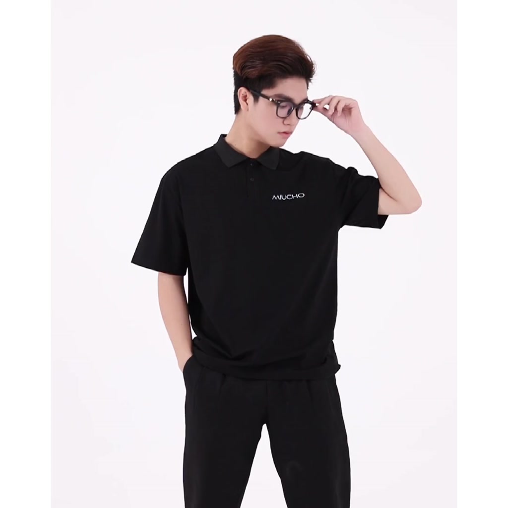 Áo thun polo unisex form rộng cổ phối Miucho PC002 chất vải cotton co giãn in localbrand | BigBuy360 - bigbuy360.vn