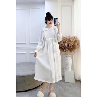 Váy tiểu thư trắng tay bồng cao cấp