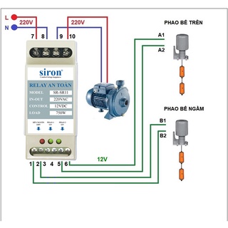 Rơ le an toàn cho phao điện máy bơm nước chuyển nguồn thành 12V SIRON SR11