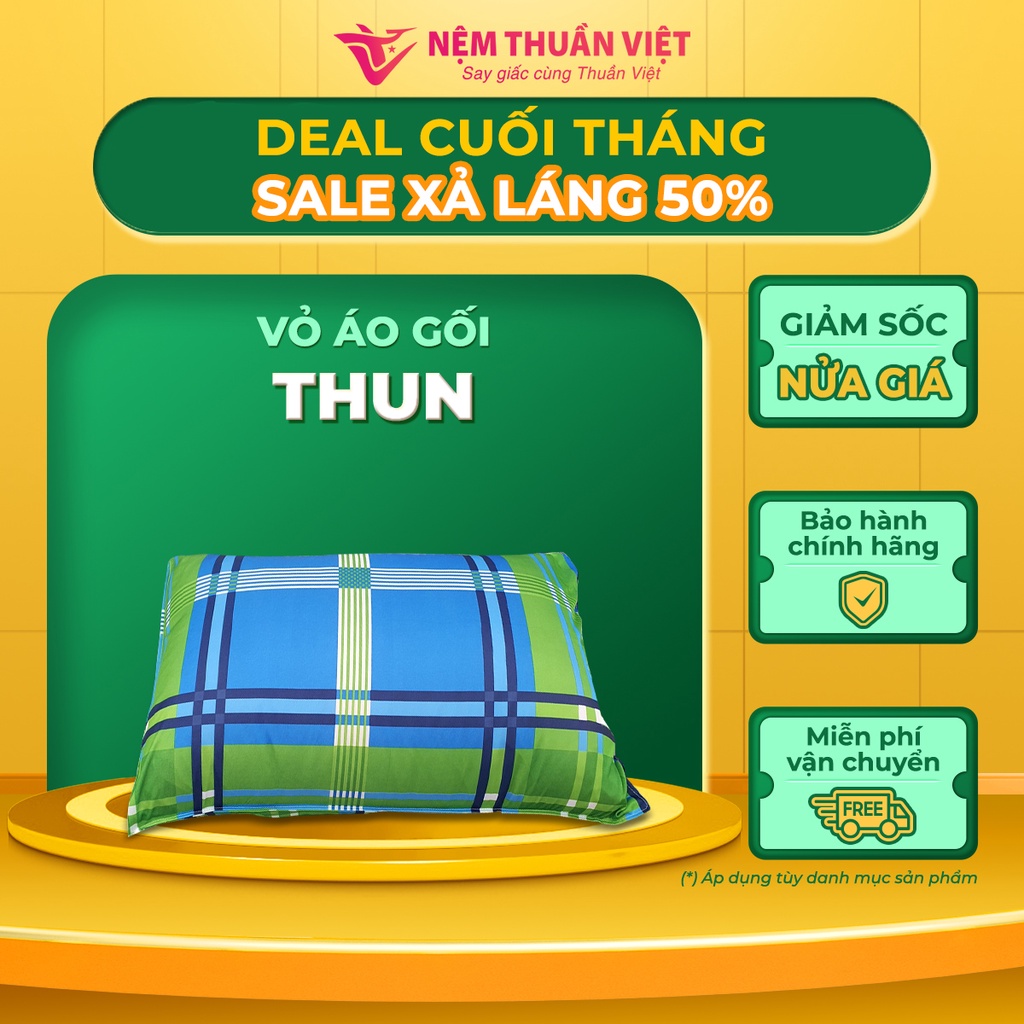 Vỏ Gối Nằm Thuần Việt Chất Liệu Thun Lạnh Cao Cấp - Màu Sắc Ngẫu Nhiên