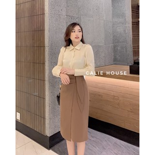 A66 - Áo sơ mi dáng basic cổ đức tay bồng