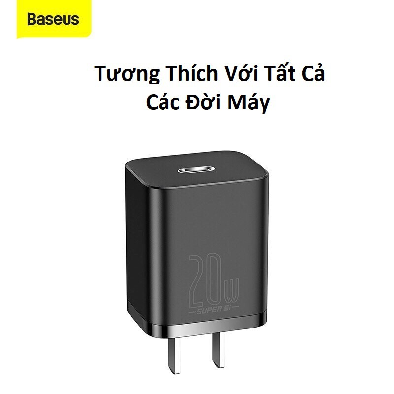 Củ Sạc Nhanh Baseus 20W PD Super Si Type C Hỗ Trợ Sạc Nhanh QC3.0 Kích Cho Android / iPhone - CCSUP-A01