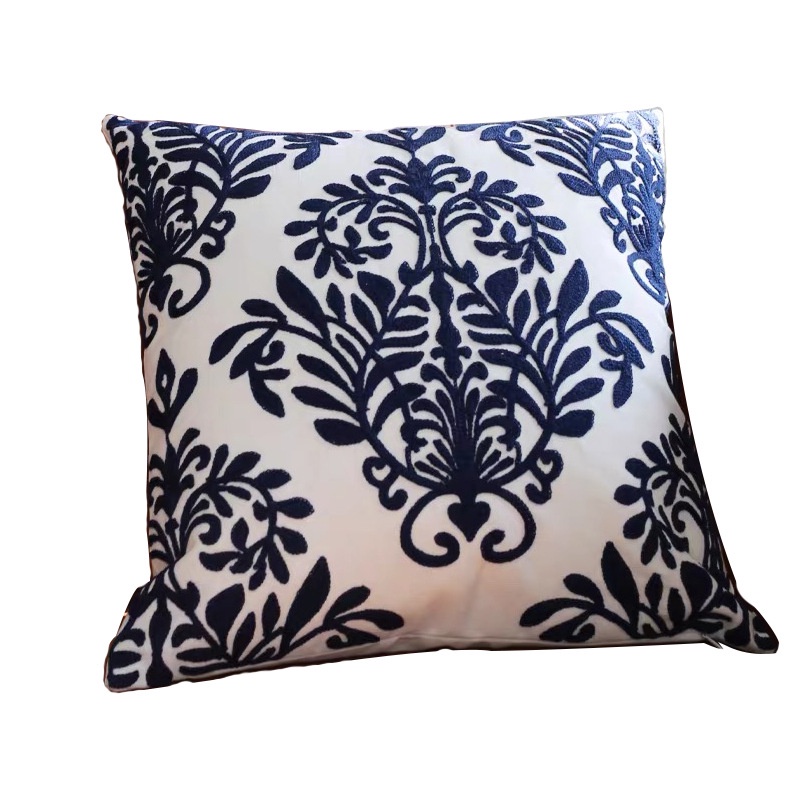 Vỏ Gối Vuông 45x45cm Họa Tiết Thêu Phong Cách Trung Hoa Độc Đáo Ốp