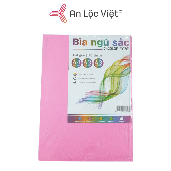 Bìa màu A3 ngũ sắc 160 gsm (100 tờ)