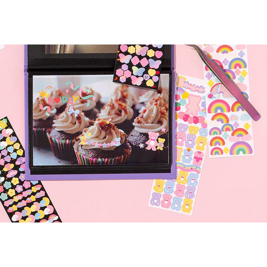 Set 2 Tấm Sticker ARTBOX Hàn Quốc Hologram Hình Gấu Kẹo Dẻo Nhiều Màu Sắc