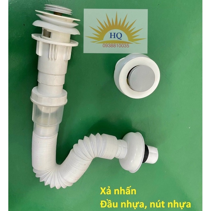 Xi phông xả lavabo ruột gà nhấn nhựa chống hôi - Bộ xả chậu lavabo