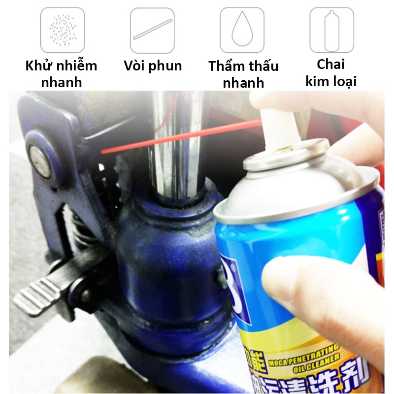 Chai dung dịch xịt tẩy rửa vệ sinh sên đa năng Botny B-2055 siêu sạch dung tích 450ml, khô nhanh, giúp cho bề mặt kim lo