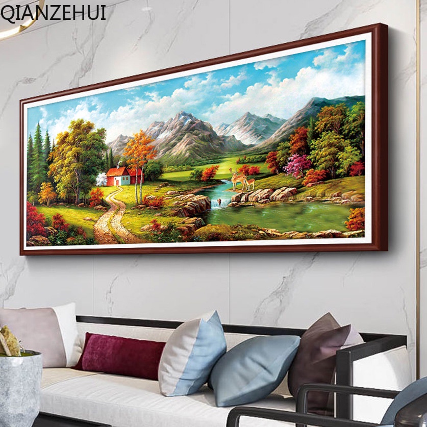 Bộ Tranh Thêu Chữ Thập DIY 11CT In Chữ Thập Phong Cảnh Châu Âu