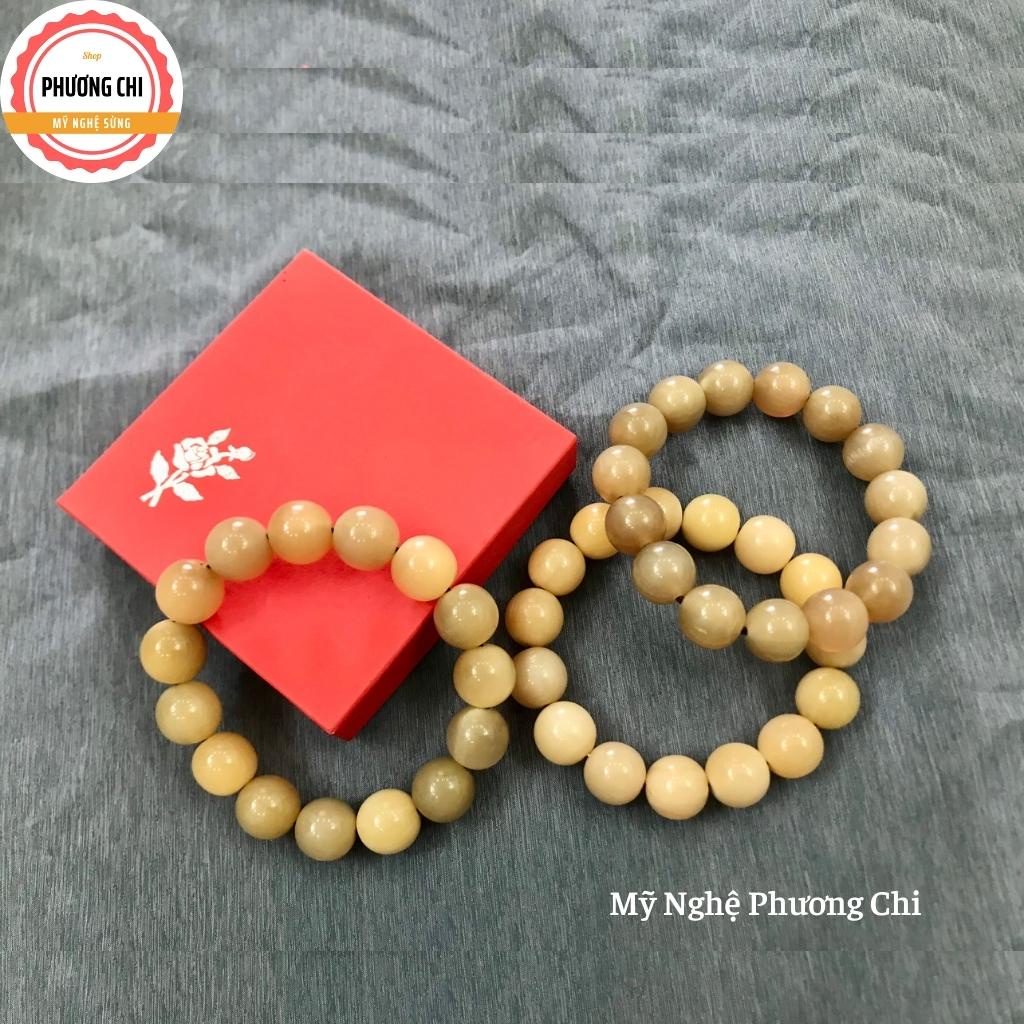 Vòng đeo tay sừng may mắn màu trắng đục tự nhiên đẹp, Vòng tay phong thủy mang tài lộc về nhà bạn | Mỹ nghệ phương chi
