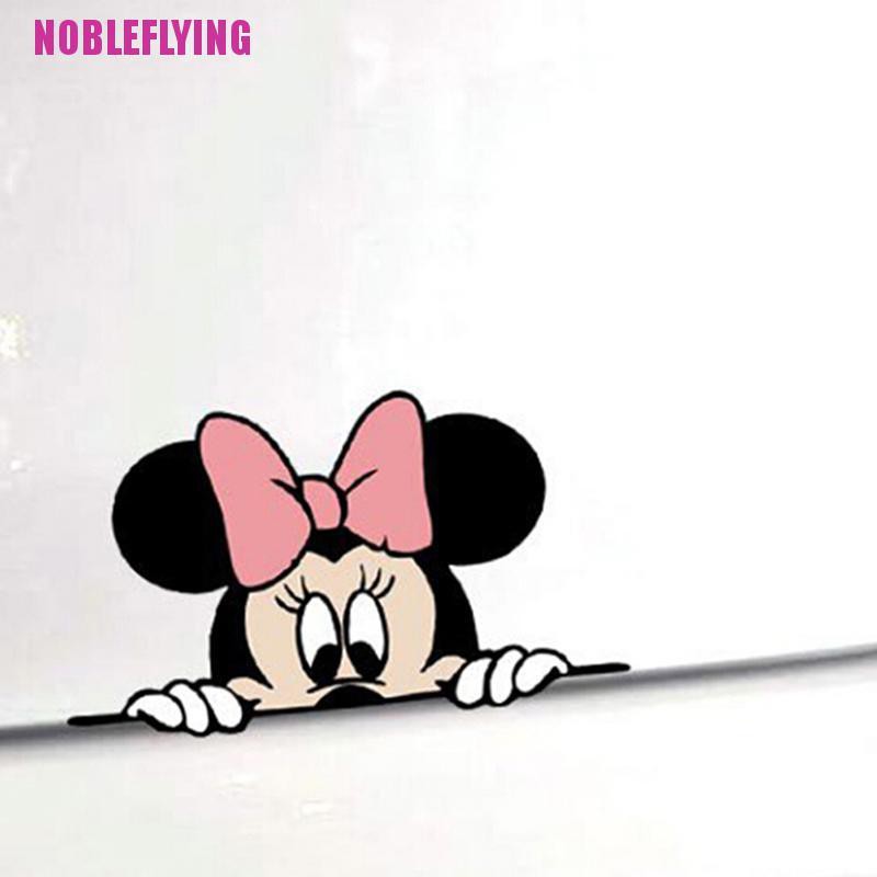 1 Sticker Dán Kính Chiếu Hậu Hình Chuột Mickey Dễ Thương 14x8cm