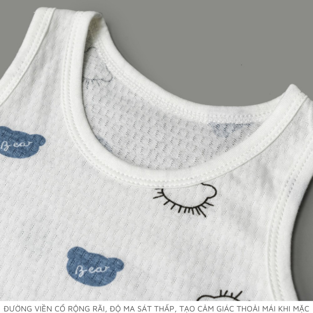 Đồ bộ quần áo thun cotton dành cho bé trai, bé gái mặc nhà mùa hè - Mẫu không tay 2 - Size từ 4 đến 16kg