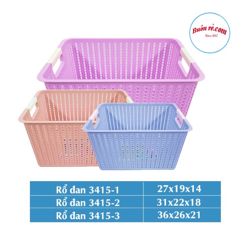 Rổ đan mây nhựa đựng đồ đa năng Việt Nhật, Giỏ đan đựng dụng cụ nhà bếp, quần áo gọn gàng, không nắp-  3415