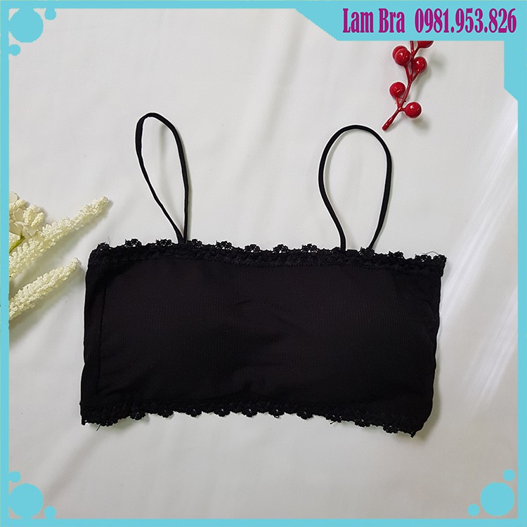 ÁO BRA  2 DÂY COTTON GÂN TĂM VIỀN HOA SÀNH ĐIỆU, DỄ THƯƠNG