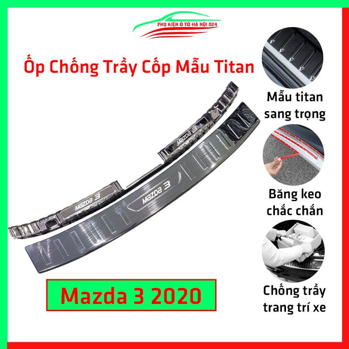 Ốp chống trầy cốp Mazda 3 2020 vân titan