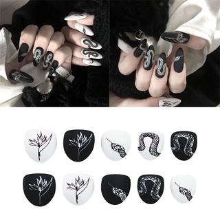 Miếng Dán Trang Trí Móng Tay Họa Tiết Da Rắn Trắng Đen Cá Tính