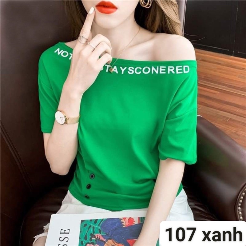 Áo thun Croptop tay ngắn bo eo cổ thuyền DOGA 107 chất cotton 4 chiều siêu xinh