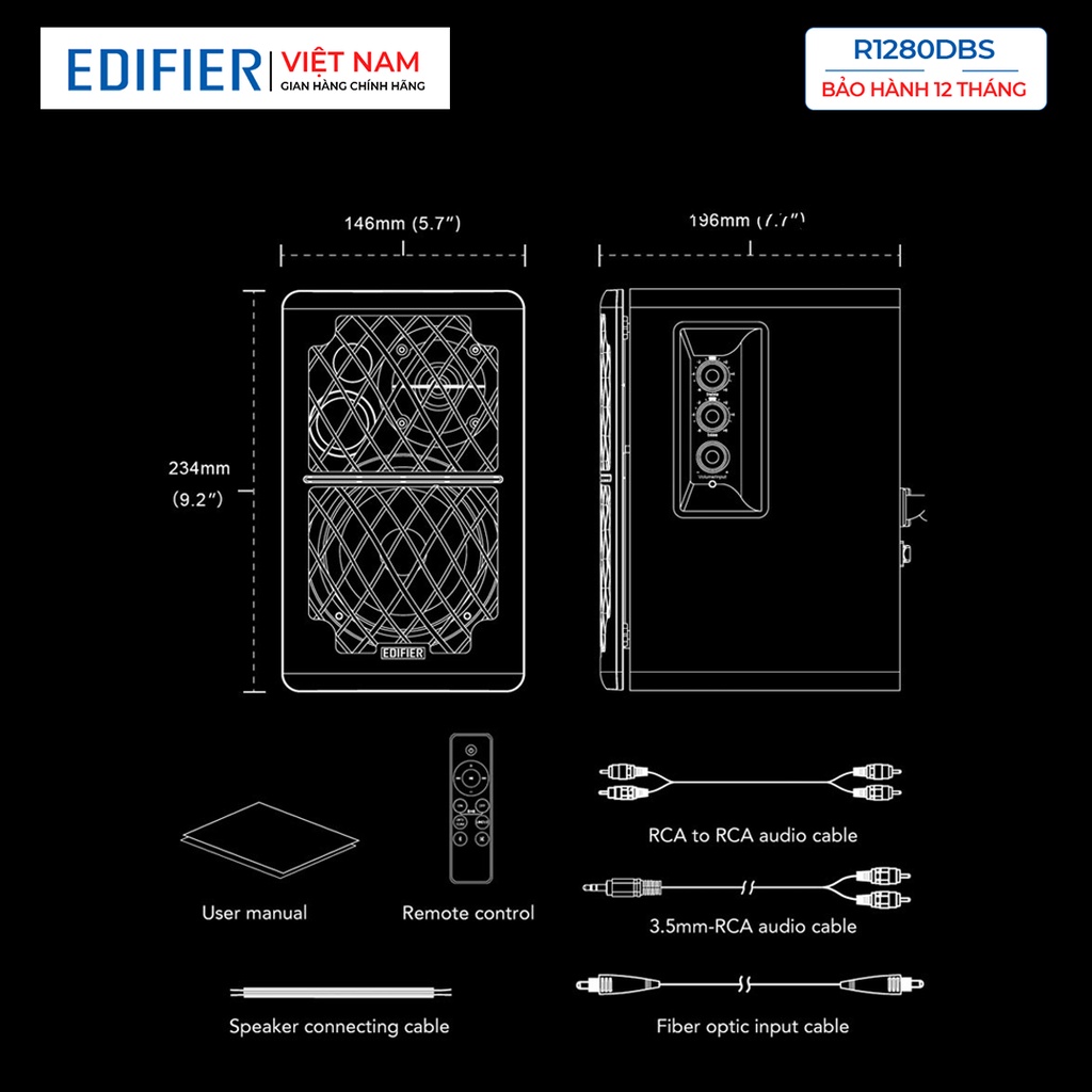 Loa bluetooth 5.0 Edifier R1280DBs - Công suất 42W Thiết kế tinh tế Cổng subout Điều khiển từ xa - Hàng chính hãng