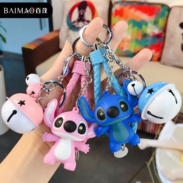 Móc khóa nhân vật hoạt hình Stitch có đèn LED và phát âm thanh I LOVE YOU móc treo balo xe máy quà tặng lưu niệm