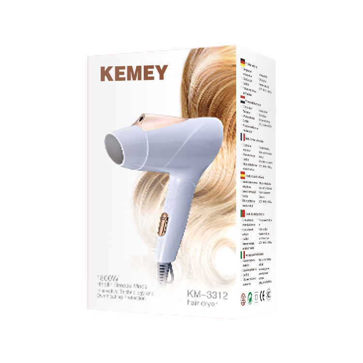 Máy Sấy Tóc Kemei Gấp Gọn 3 Mức Nhiệt Tiện Dụng Kemey Km 3312