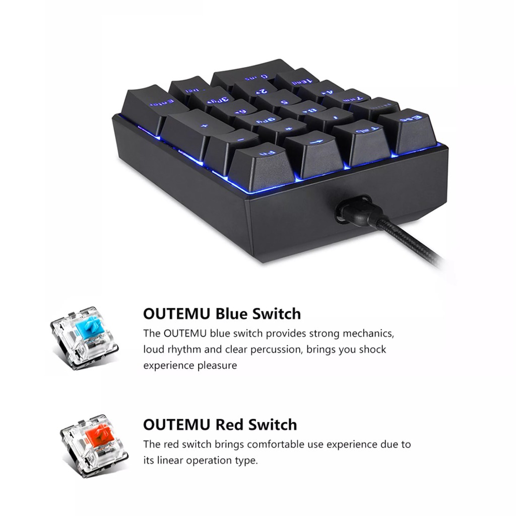 Bàn phím cơ Numpad Motospeed CK23 (Blue/Red Outemu,LED Xanh, 21 phím)