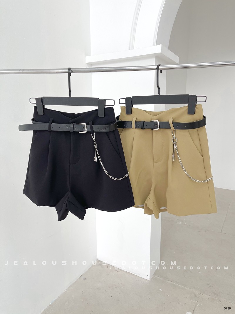 Quần short vải nữ, quần kaki cạp nhọn 5738