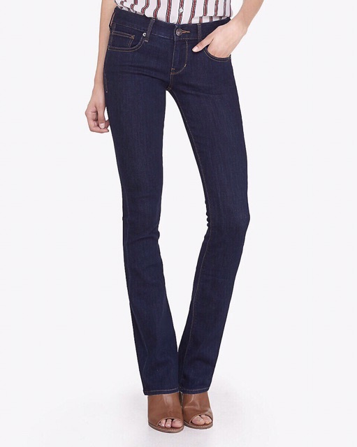 Quần Jeans Express Ống Pass Không Nhãn Chính Màu Xanh Trung - 0813