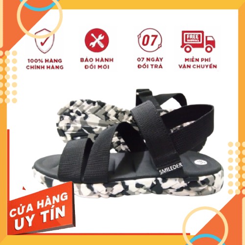 Giày sandal nam nữ SMILEDER P&amp;A đen lính đi học đi làm [ẢNH THẬT]