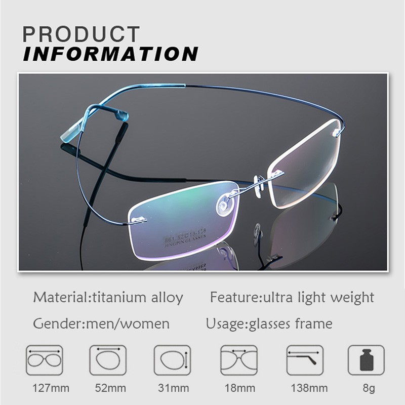 Kính cận thị gọng hợp kim titan siêu mỏng cho nam và nữ | BigBuy360 - bigbuy360.vn