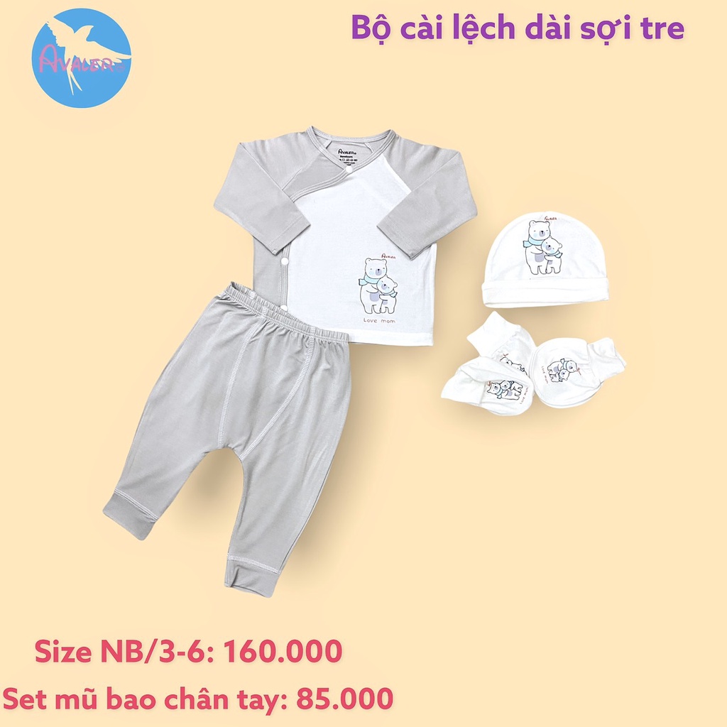 Bộ sơ sinh AVALER sợi tre size 0/3, 3/6