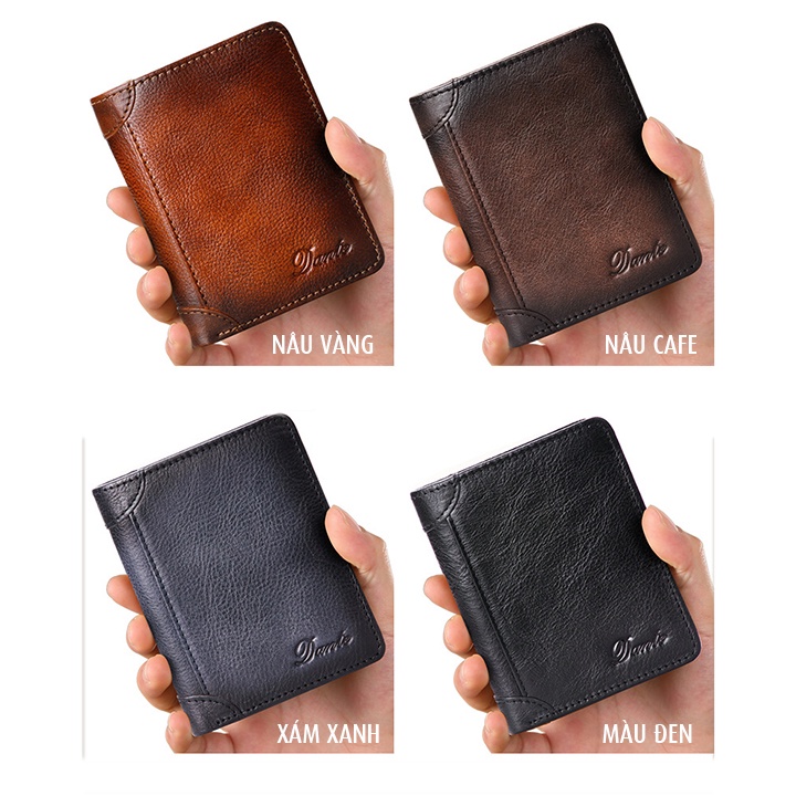 Ví da bò nam Dante, chính hãng, da thật V1701