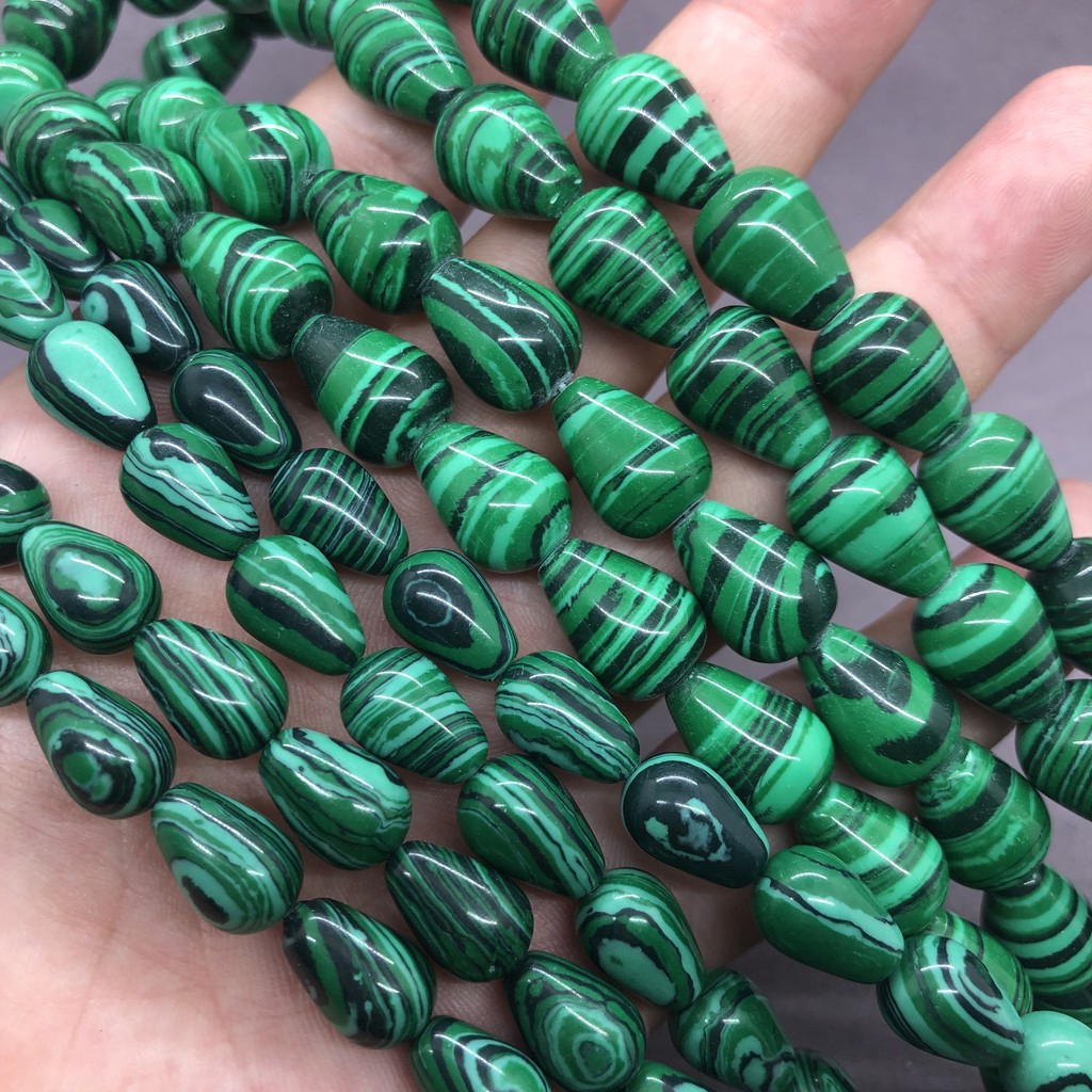 Chuỗi Hạt Đá Malachite Tự Nhiên Dùng Làm Vòng cổ
