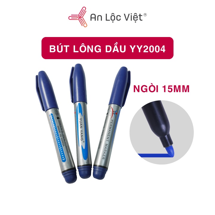 Combo 5 cây Bút Lông Dầu YY2004 Ngòi 15mm Màu Xanh Dương