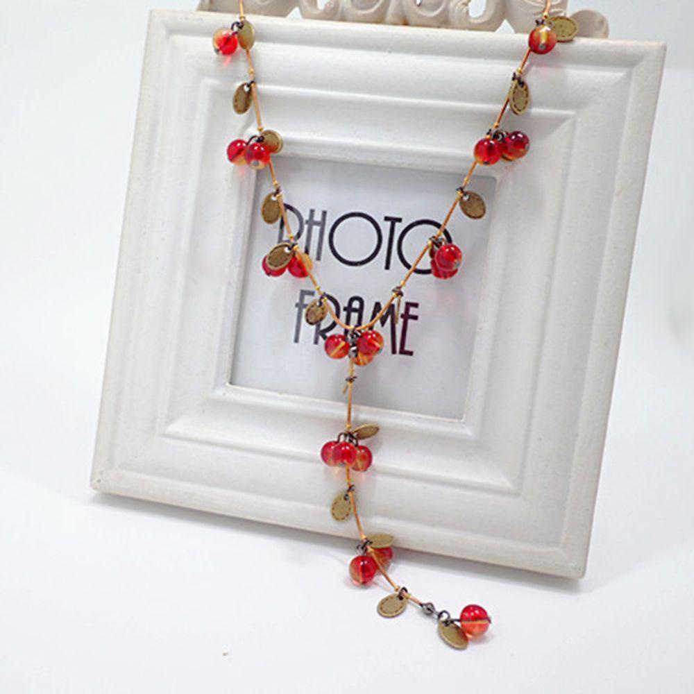 Vòng cổ Mặt Hình Cherries Đỏ Đính Hạt Thời Trang Hàn Quốc Cho Nữ