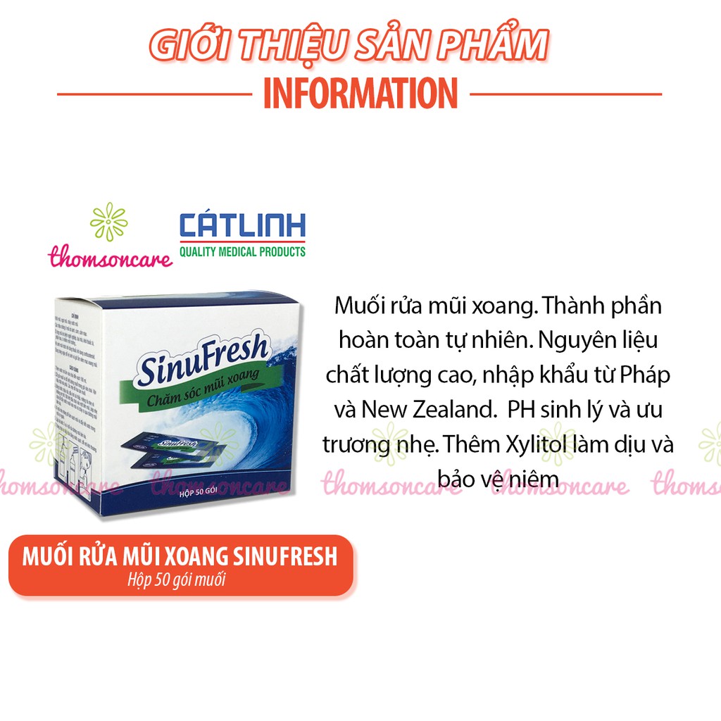 Gói muối rửa mũi xoang Cát Linh Sinufresh - muối sinh lý pha rửa mũi, giảm xoang, nghẹt mũi - Lẻ 1 gói