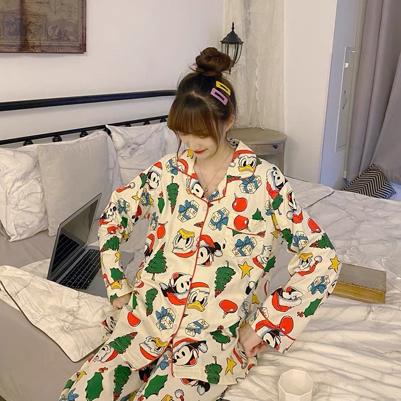 Đồ bộ ngủ nữ Pyjama hoạ tiết hoạt hình dễ thương chất cotton siêu mát | BigBuy360 - bigbuy360.vn