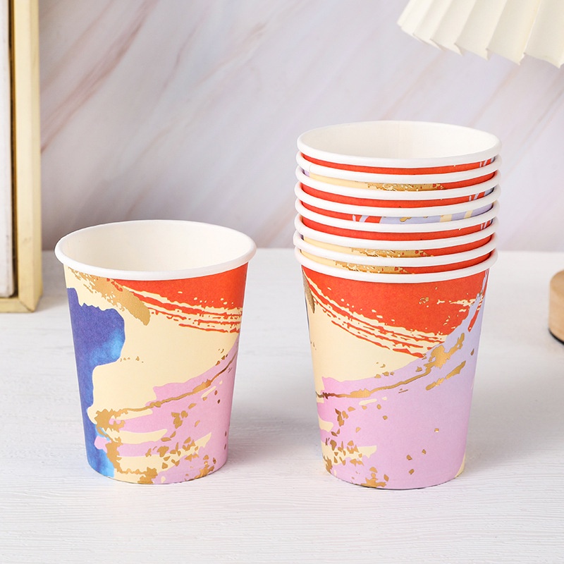 Set 25 Cốc Giấy 250ML Màu Đồng Phong Cách Bắc Âu Dùng Một Lần Trang Trí Tiệc Cưới