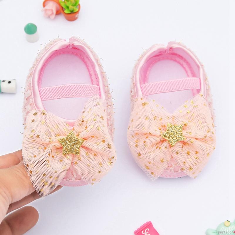 Giày công chúa gắn nơ và ngôi sao dành cho bé gái từ 0-18 tháng tuổi