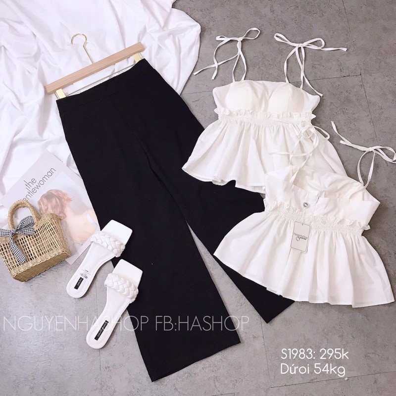 [Mã FATHANG5 giảm 10K đơn 50K] Set Áo Cột Vai Quần Ống Rộng Có Mút Sẵn Hàng Cao Cấp<Hình Thật Sp> | BigBuy360 - bigbuy360.vn