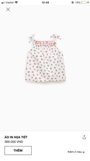 Áo 2 dây zara baby