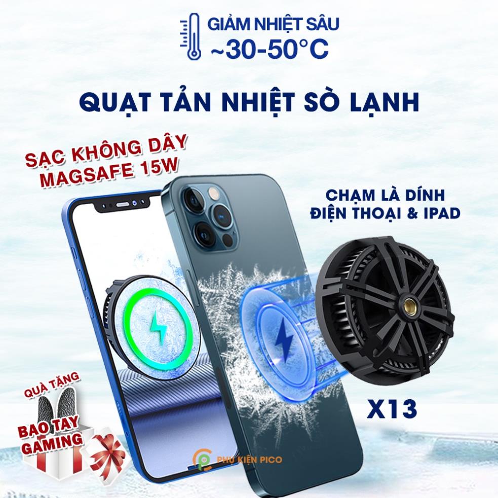 Quạt tản nhiệt ĐT X13 tản nhiệt sò lạnh tích hợp sạc ko dây 15W - Quạt tản nhiệt sò lạnh Ip tablet táo