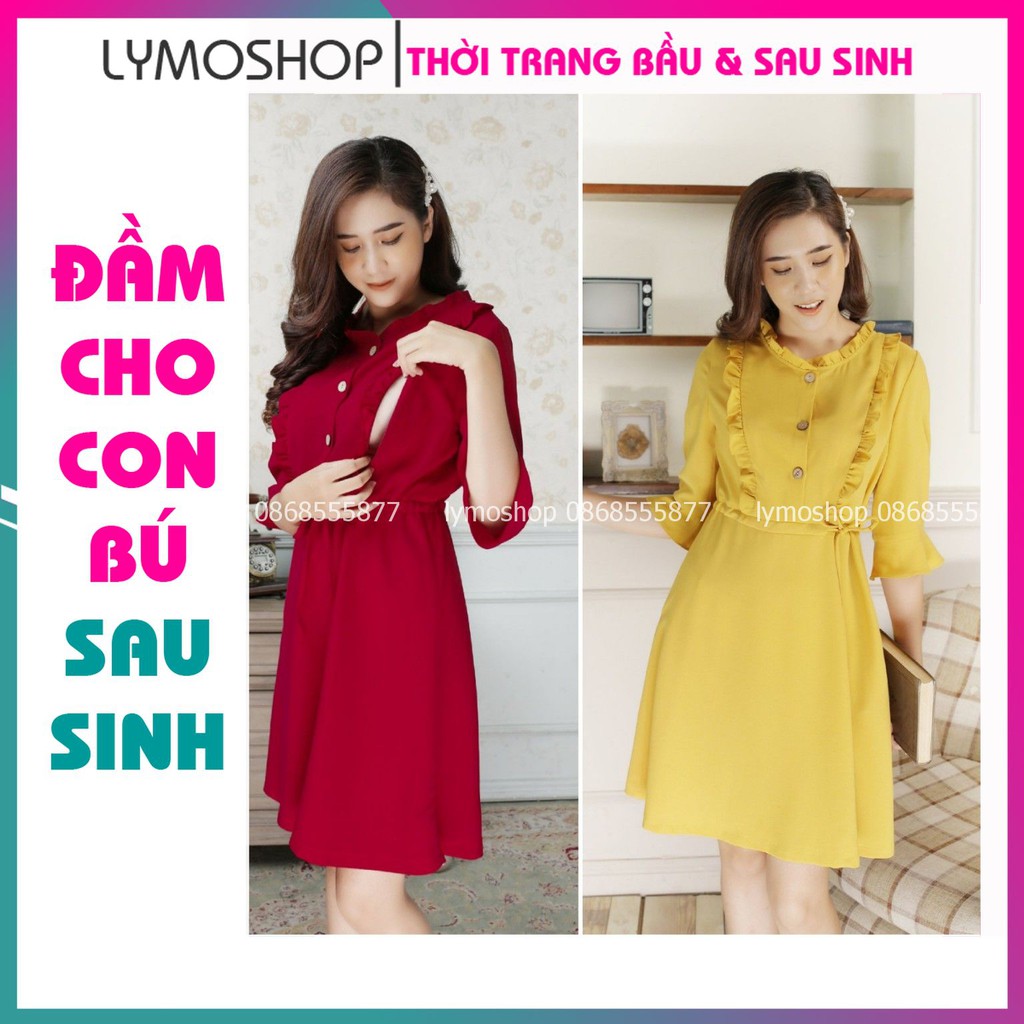Đầm cho con bú MOLYS M2192 đũi lụa mát - không nhăn - không phai [Luôn có video SP thật]