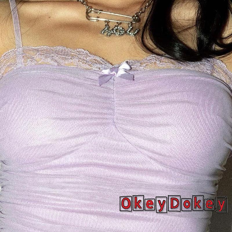 Áo không tay phối ren nơ màu trơn thời trang quyến rũ cho nữ