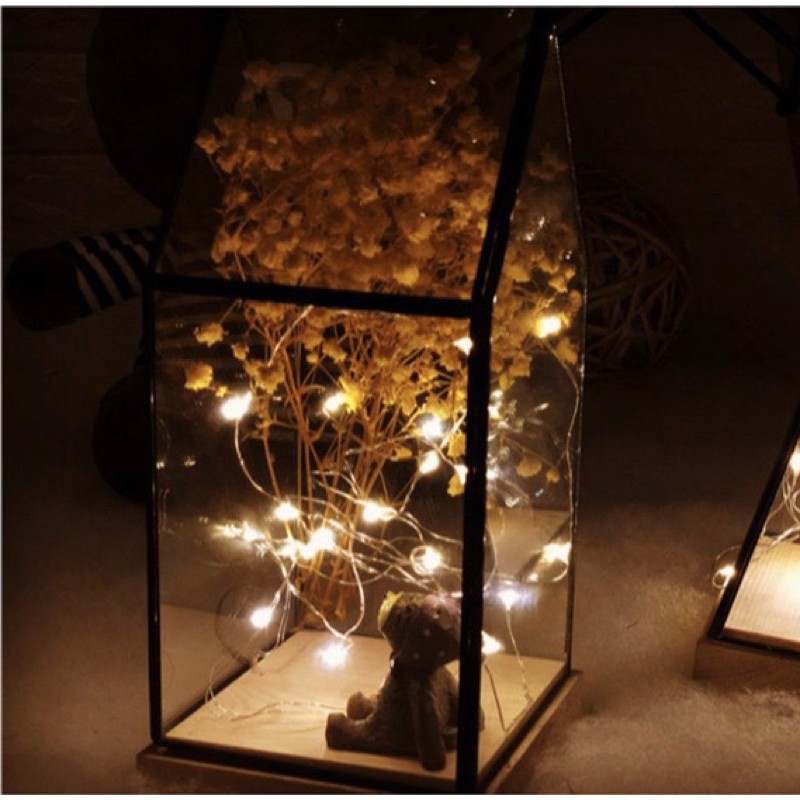 Dây đèn LED trang trí sợi đồng mạ bạc cổ tích hoạt động pin 5m/ 10m dành cho Giáng Sinh năm mới