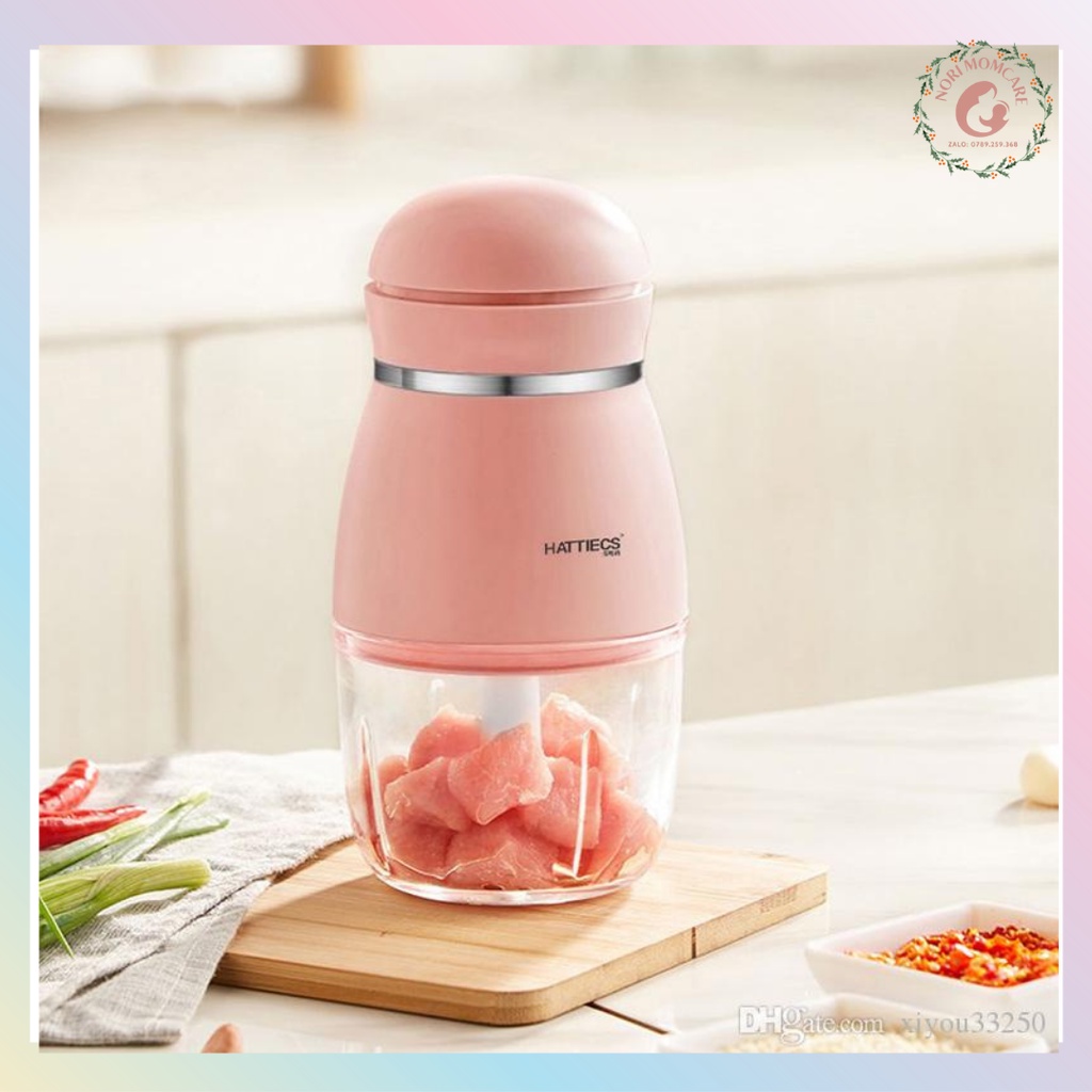 Máy Xay Ăn Dặm Cho Bé, Xay Thức Ăn Đa Năng 6 lưỡi Hattiecs / Baby Duckyy Cối Thuỷ Tinh, Tiện Lợi và Nhanh Chóng Cho Mẹ