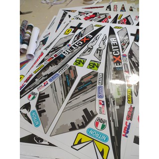 Tem Rời Exciter 150 Thành Phố Xám Đen - Tặng Logo