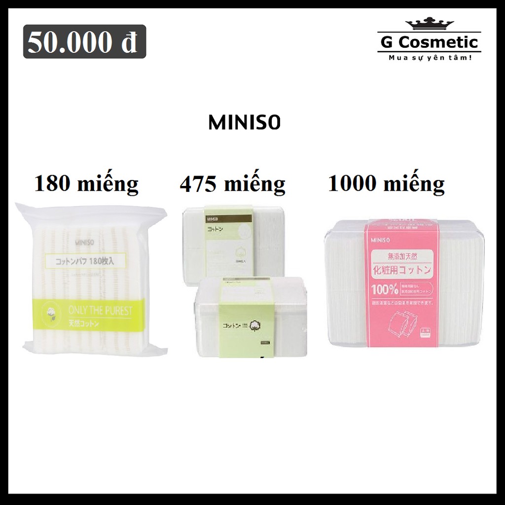 Bông tẩy trang Miniso 180, 475, 1000 miếng