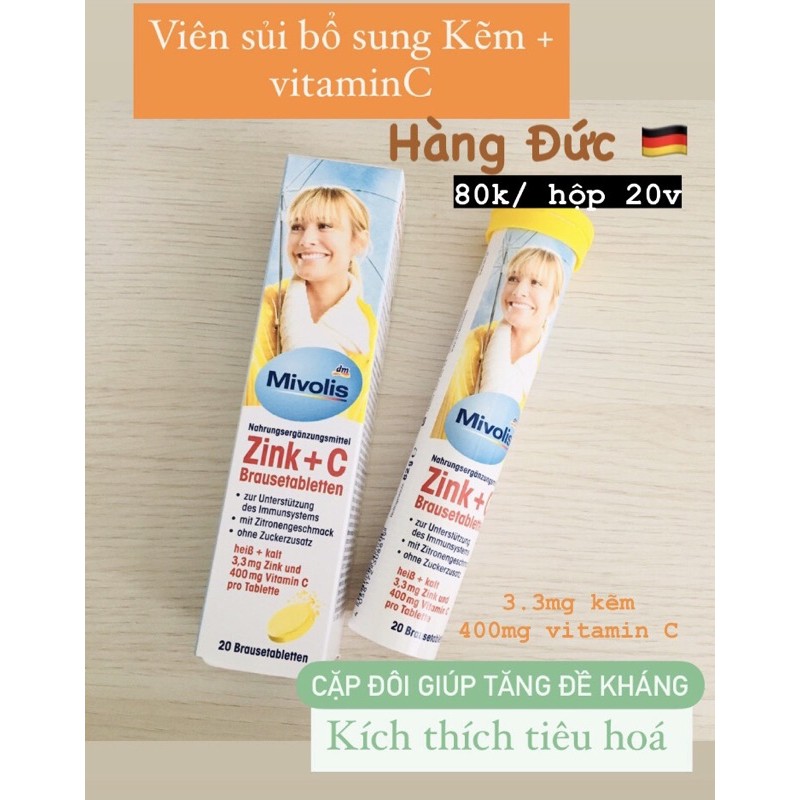Viên sủi bổ sung Zink + C Mivolis