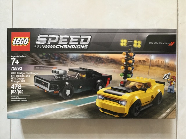 Lego Speed Champions 75893 - Bộ xếp hình Lego Xe đua 2018 Dodge Challenger SRT Demon và 1970 Dodge Charger R/T