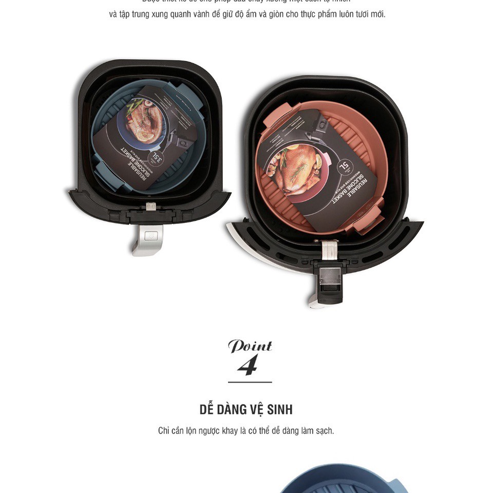 Khay silicone Proki dung tích 3.5L (210X185X70MM) dành cho nồi chiên không dầu và lò vi sóng dùng để nấu ăn