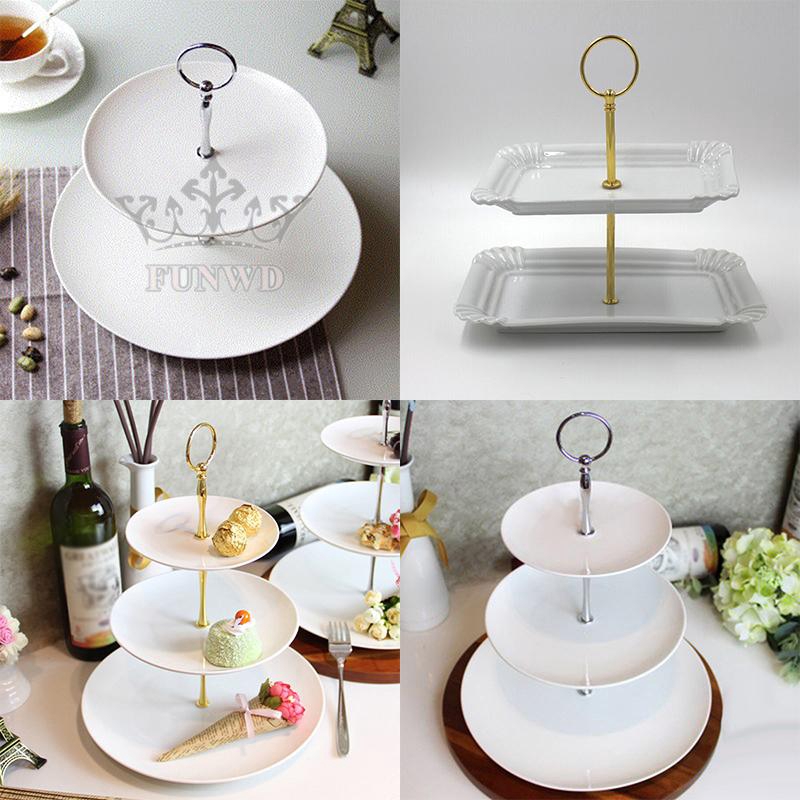 Bộ trục gắn đĩa trưng bày bánh ngọt 2/3 tầng trang trí tiệc